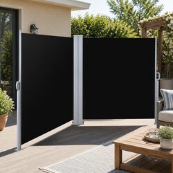 Retractable Side Awning Outdoor Blinds Sun Shade Screen 2M x 6M Black Patio