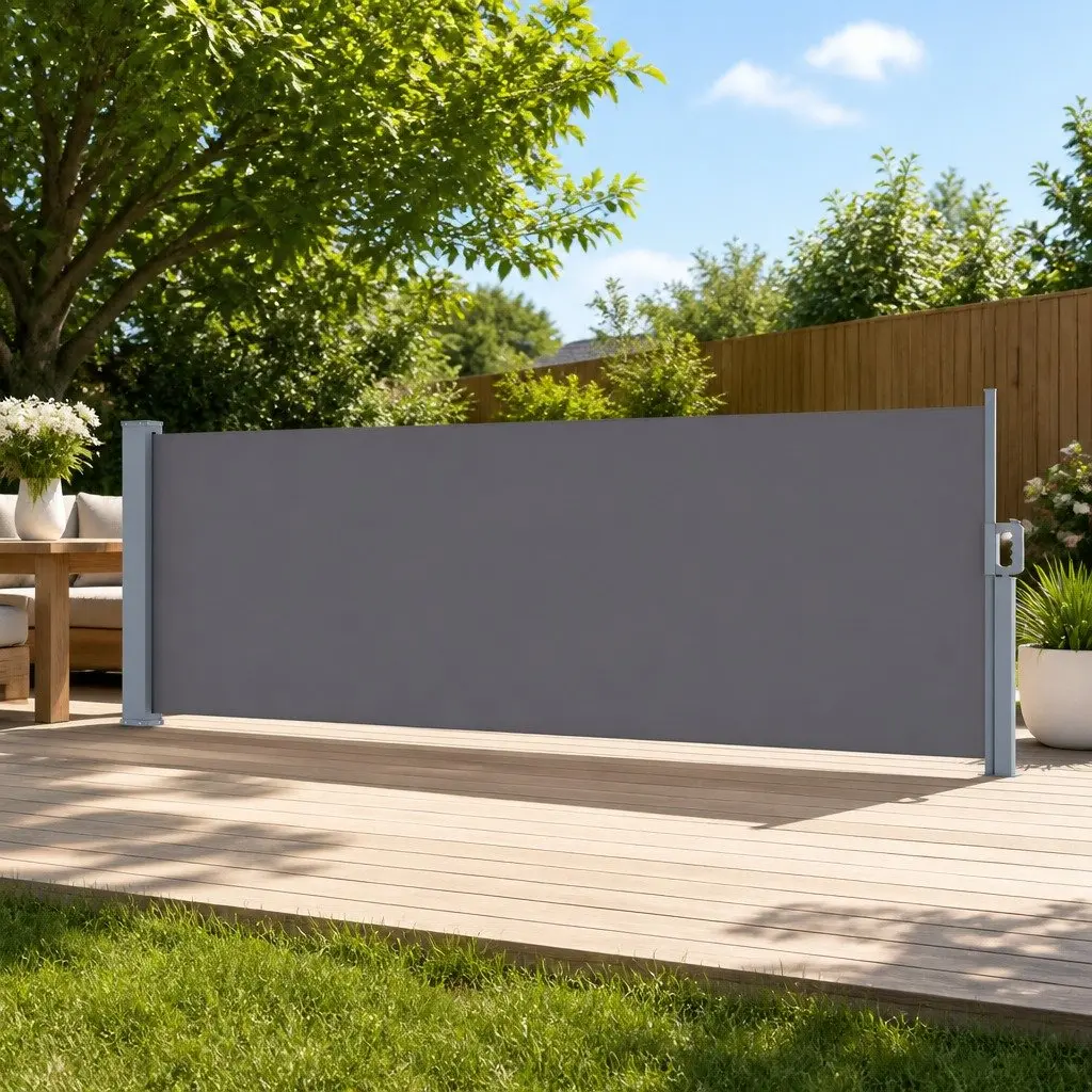 Grey Retractable Side Awning 1M x 3M for Privacy