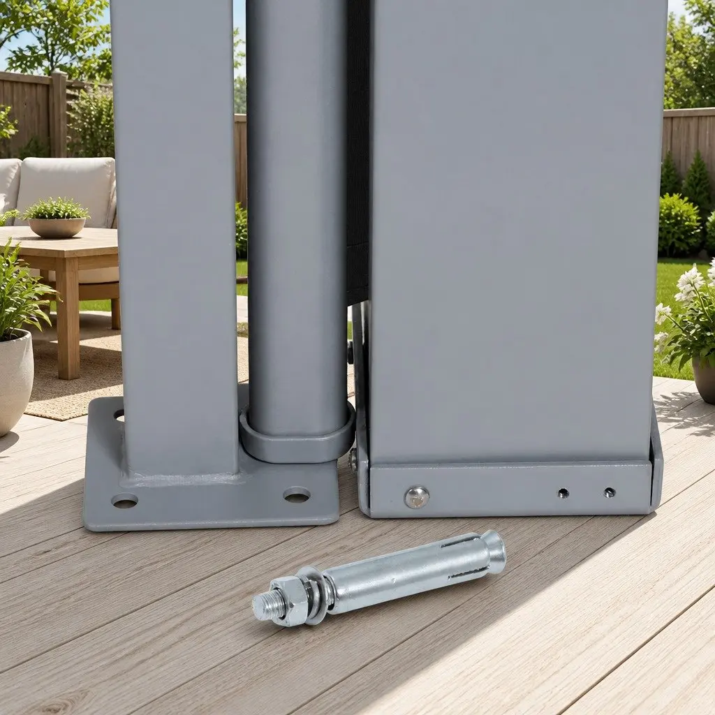 Retractable Side Awning Grey 1M x 3M UV and Tear Resistant Polyester Fabric Automatic Roll Back Function