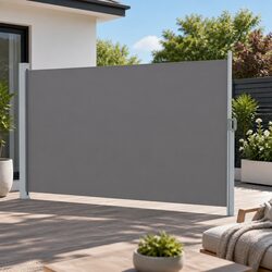 Retractable Side Awning Sun Shade Outdoor Privacy Screen 1.8x3M Grey Steel Frame