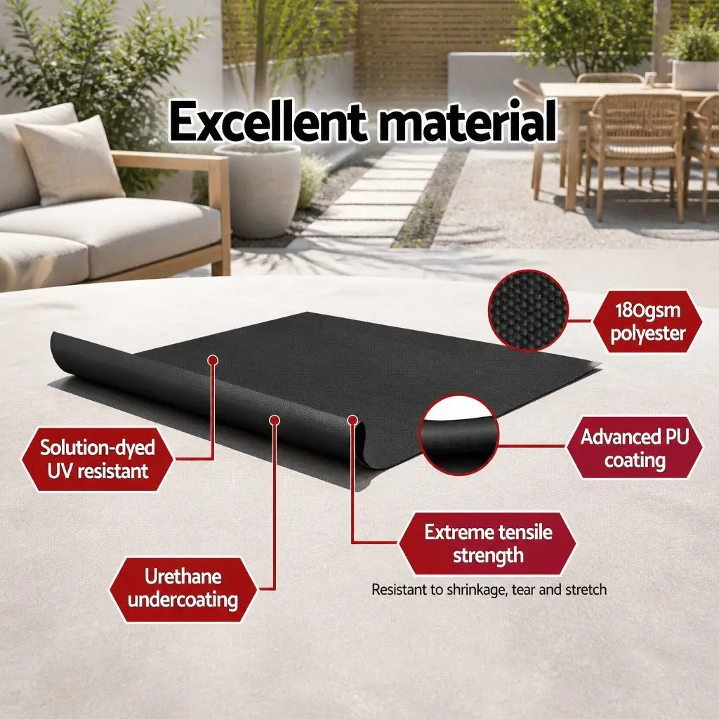 Retractable Side Awning Black 2X3M UV and Tear Resistant Polyester Fabric