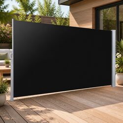 Retractable Side Awning Sun Shade Outdoor Privacy Screen 2M x 3M Black Patio