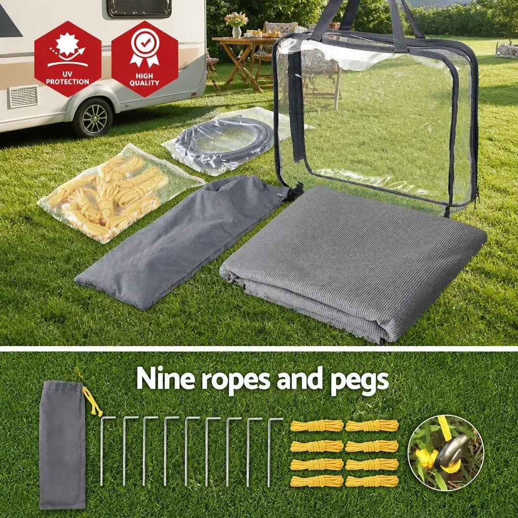 Caravan Privacy Screen Grey 4M x 1.95M UV Protected Roll Out Awning Side Sun Shade