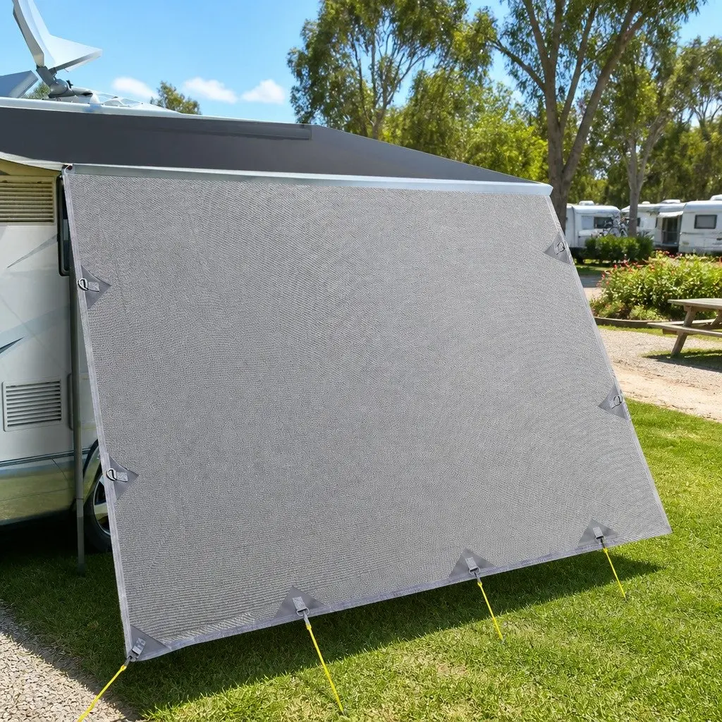Caravan Privacy Screen Grey 4.3 x 1.95M UV Protection Water-Repellent Heavy-Duty Quick Setup