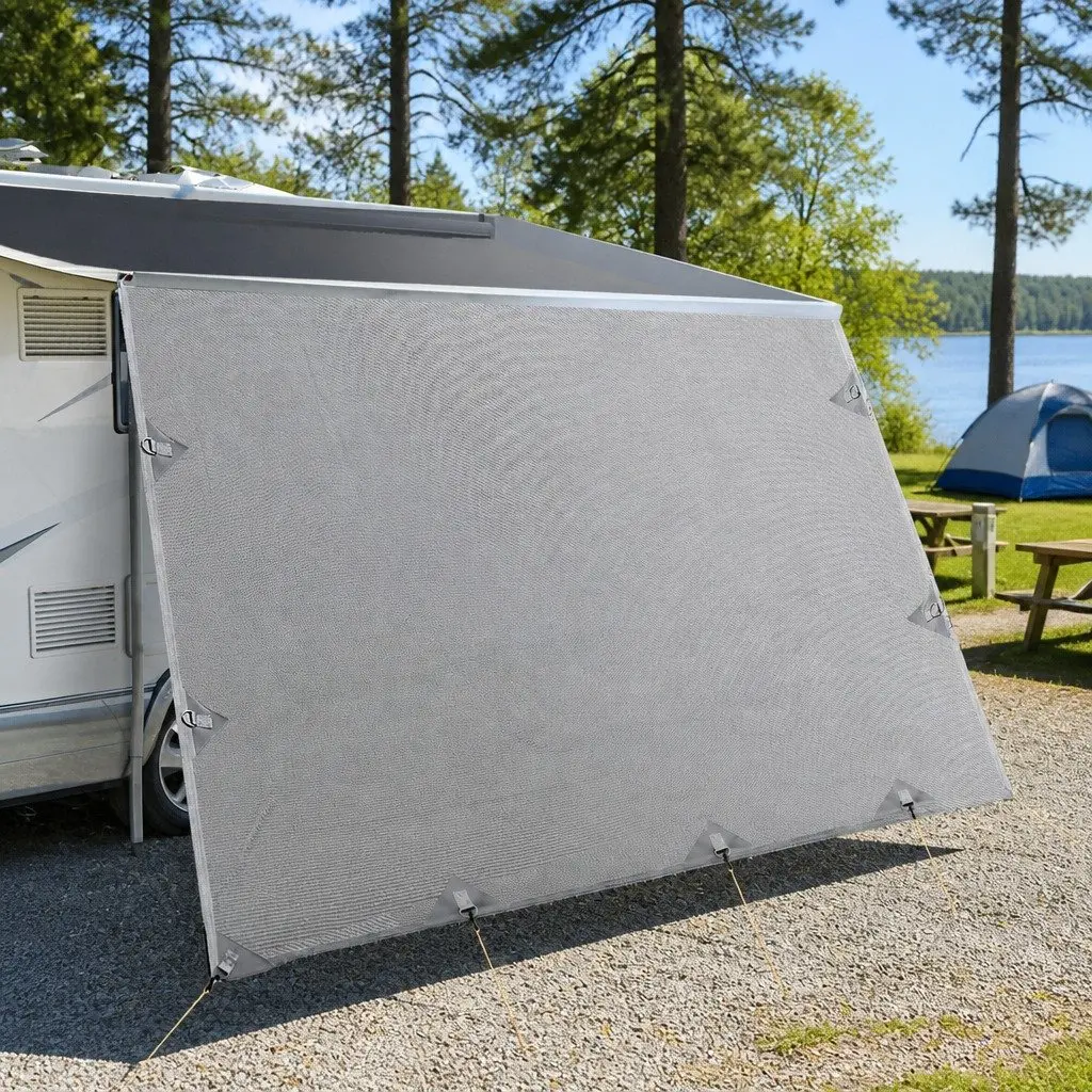 Caravan Privacy Screen Grey 4.6x1.95M UV Protected Easy Setup