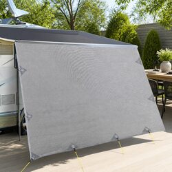 Caravan Privacy Screen End Wall Side Shade 4.9 x 1.95M Roll Out Awning Grey