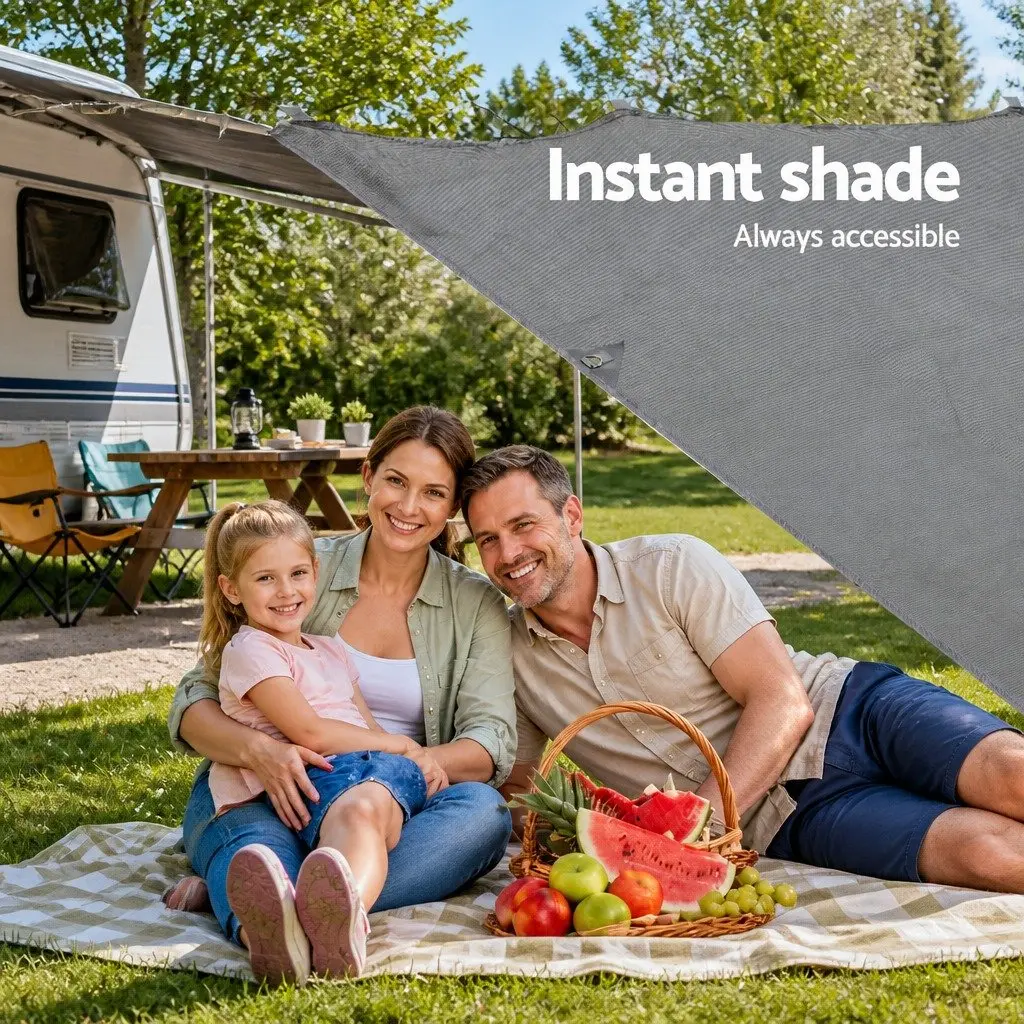 Caravan Privacy Screen Grey 5.2x1.95M UV Protected Water Repellent Easy Setup