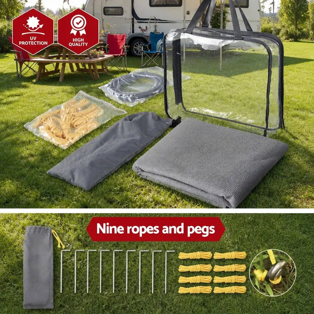 Caravan Privacy Screen Grey 5.2x1.95M UV Protected Water Repellent Easy Setup