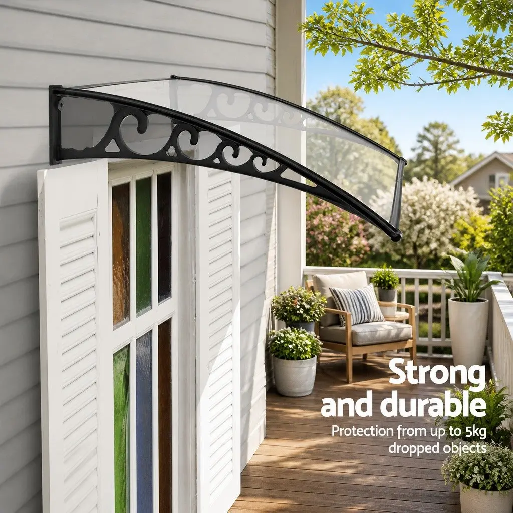Window Door Awning Transparent 1m x 1.2m PC Panel Outdoor Sun Rain Protection
