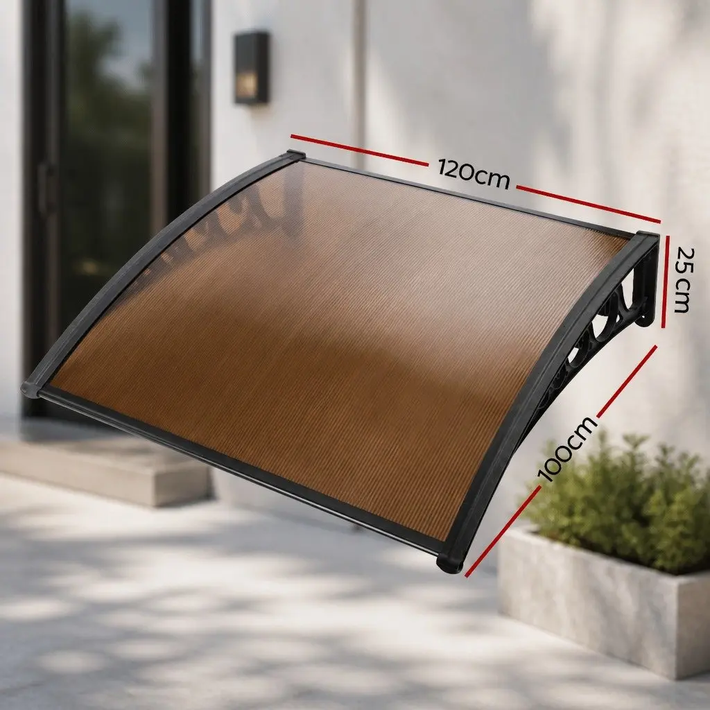 Window Door Awning 1m x 1.2m Outdoor Shade Canopy PC Panel Modern Design