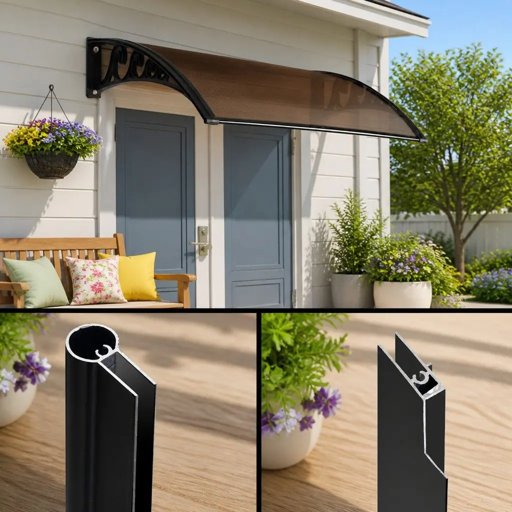 Window Door Awning Canopy Brown 1m x 2m UV and Rain Resistant DIY Installation