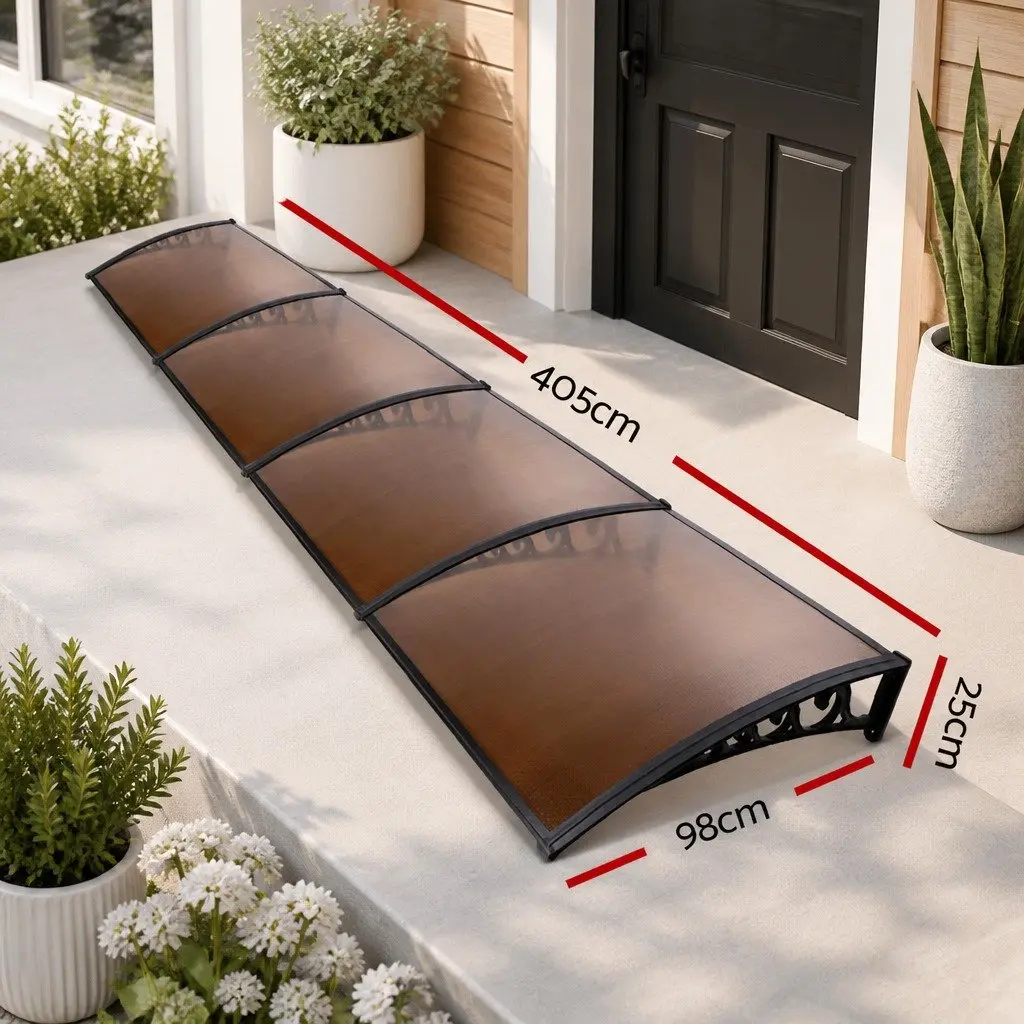 Awning Brown 1m x 4m Polycarbonate Panel Shade Canopy Cover