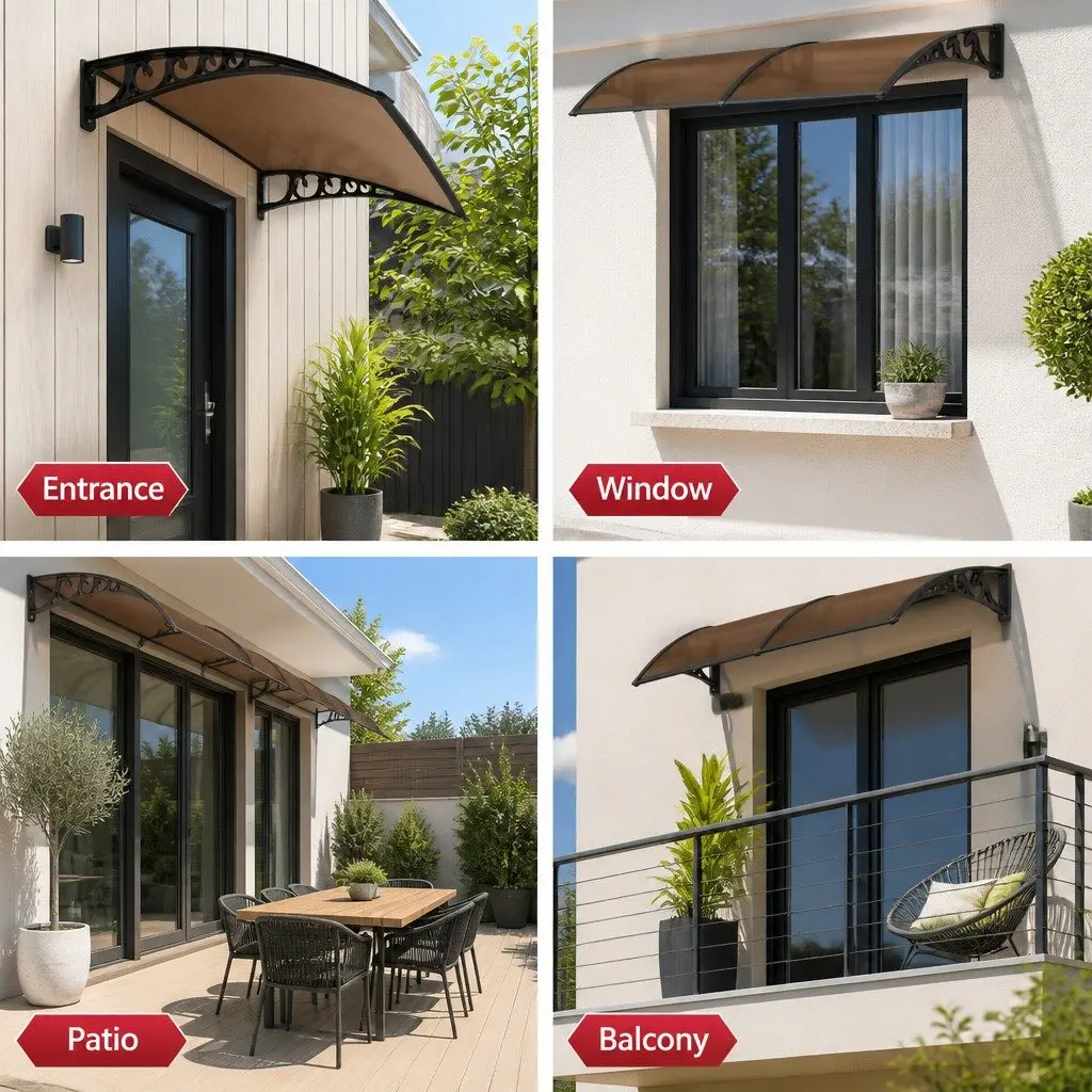 Awning Brown 1m x 4m Polycarbonate Panel Shade Canopy Cover