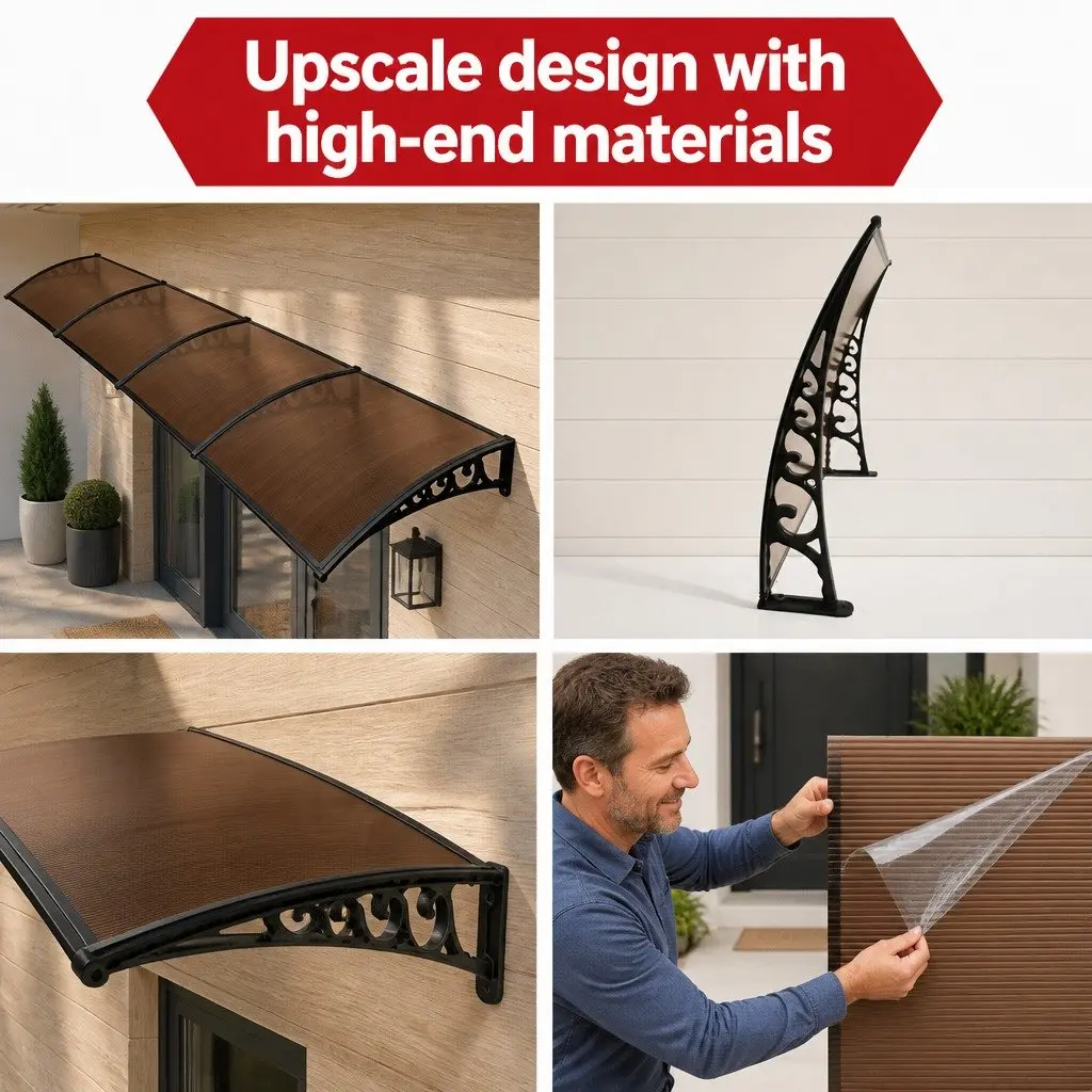 Awning Brown 1m x 4m Polycarbonate Panel Shade Canopy Cover