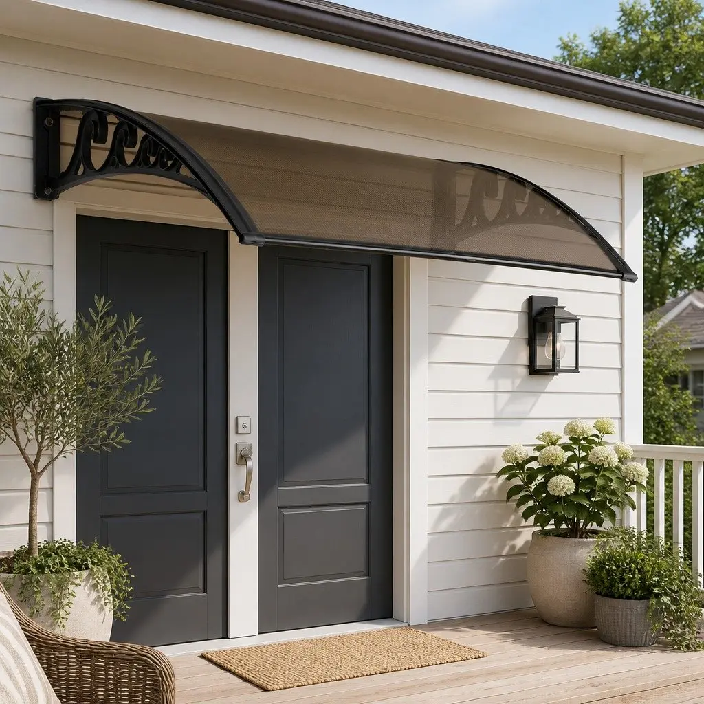 Window Door Awning Brown 1m x 6m PC Panel Hollow Canopy Weather Protection