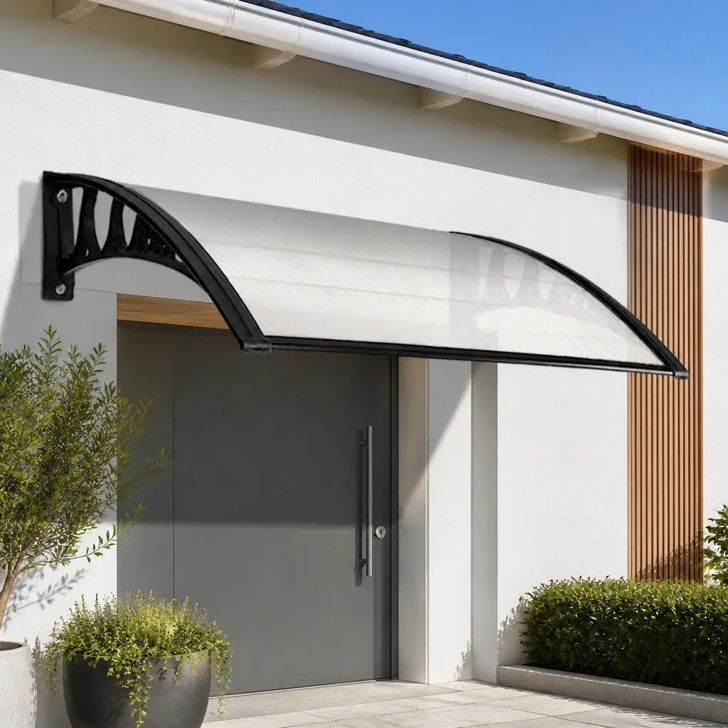 Awning Transparent 1m x 6m PC Panel Canopy Shade for Door Window Balcony