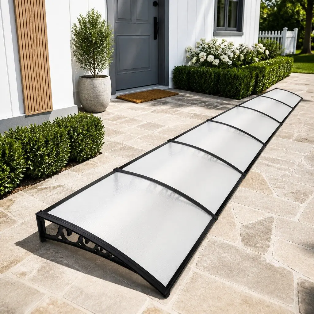 Awning Transparent 1m x 6m PC Panel Canopy Shade for Door Window Balcony