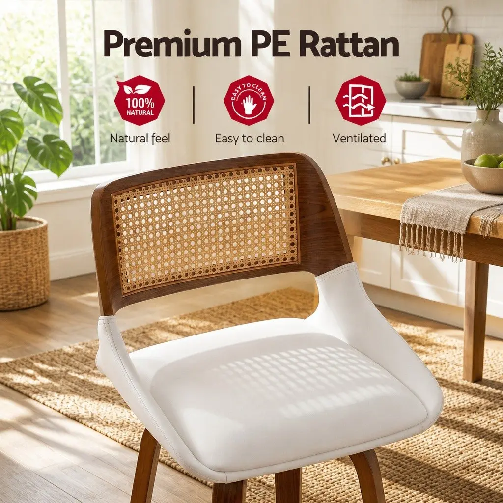 Bar Stools Swivel Kitchen Counter Stool Chair 60cm Seat Height White Walnut