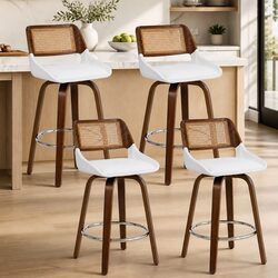 Set of 4 Compact Bar Stools with Swivel Feature