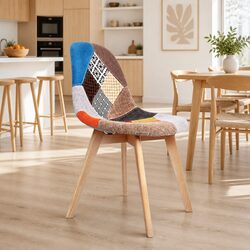 Dining Chairs Set of 2 Fabric Retro DSW Kitchen Seat Multi-Colour Modern Design