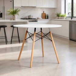 Compact Round Dining Table 90cm for 4 People