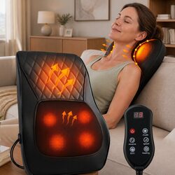 Back Massager with Heat and Traction Neck Shoulder Massage Pillow Lumbar Support