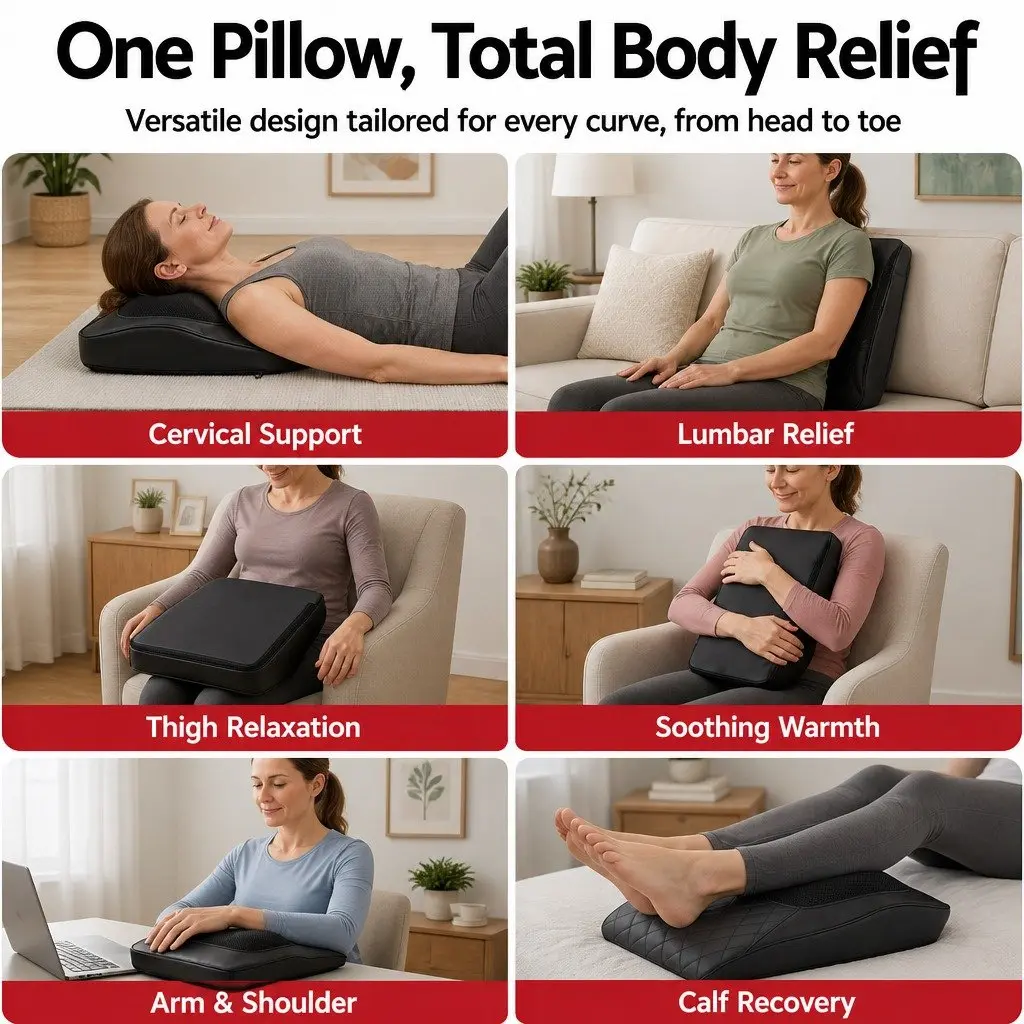Back Massager with Heat and Traction Neck Shoulder Massage Pillow Lumbar Support