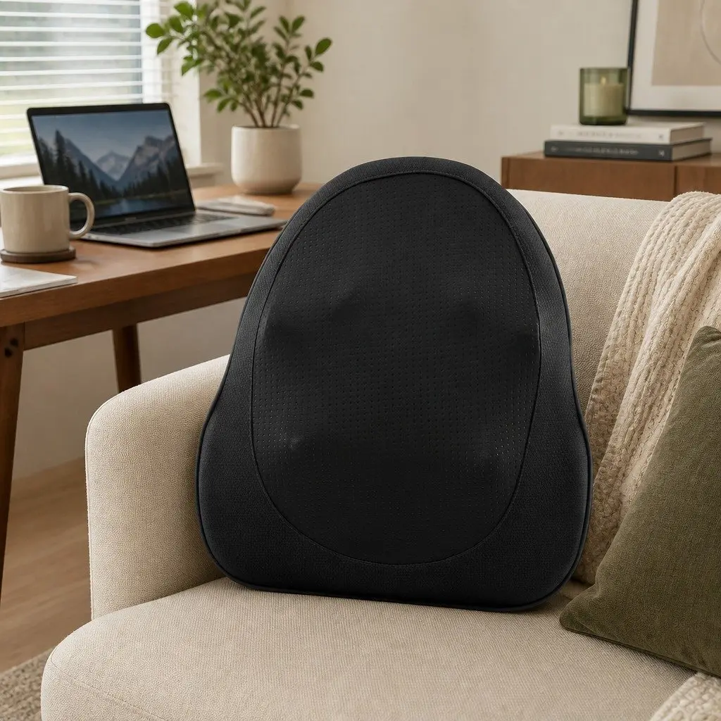 Back Massager Black Cordless Electric 3-Speed Kneading with Heat Therapy for Neck Shoulder Lumbar Relief