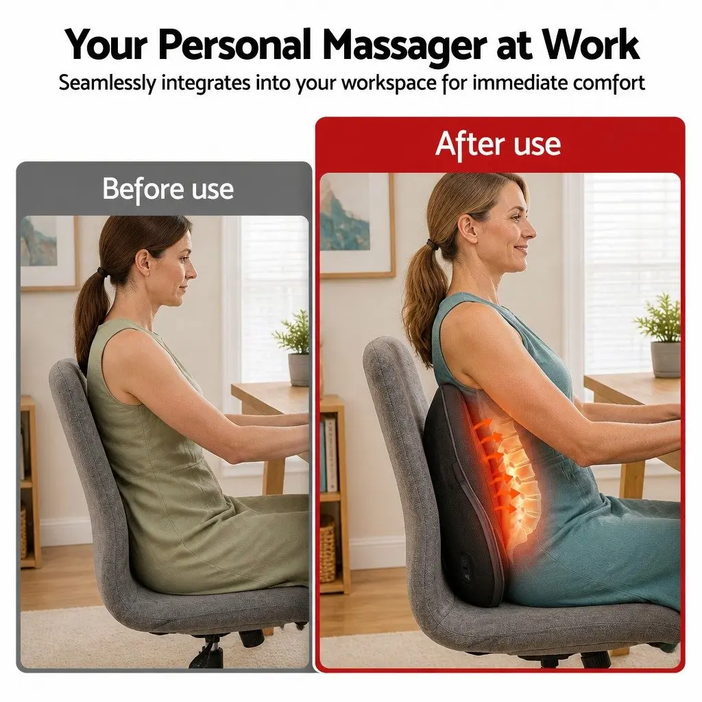 Back Massager Black Cordless Electric 3-Speed Kneading with Heat Therapy for Neck Shoulder Lumbar Relief