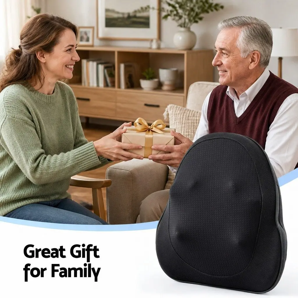 Back Massager Black Cordless Electric 3-Speed Kneading with Heat Therapy for Neck Shoulder Lumbar Relief