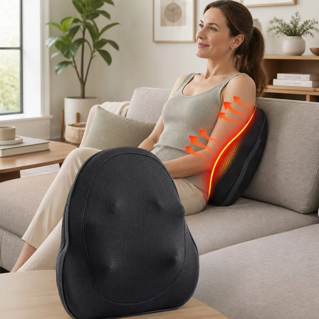 Back Massager Black Cordless Electric 3-Speed Kneading with Heat Therapy for Neck Shoulder Lumbar Relief
