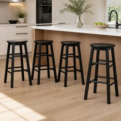 Set of 4 Wooden Bar Stools - Simple and Effective