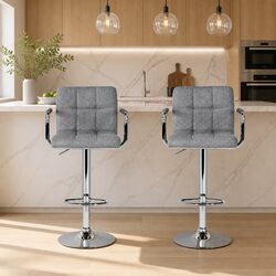 Grey Bar Stools with Adjustable Gas Lift – Comfortable & Stylish
