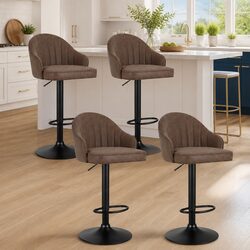 Set of 4 Compact Bar Stools with Adjustable Heights