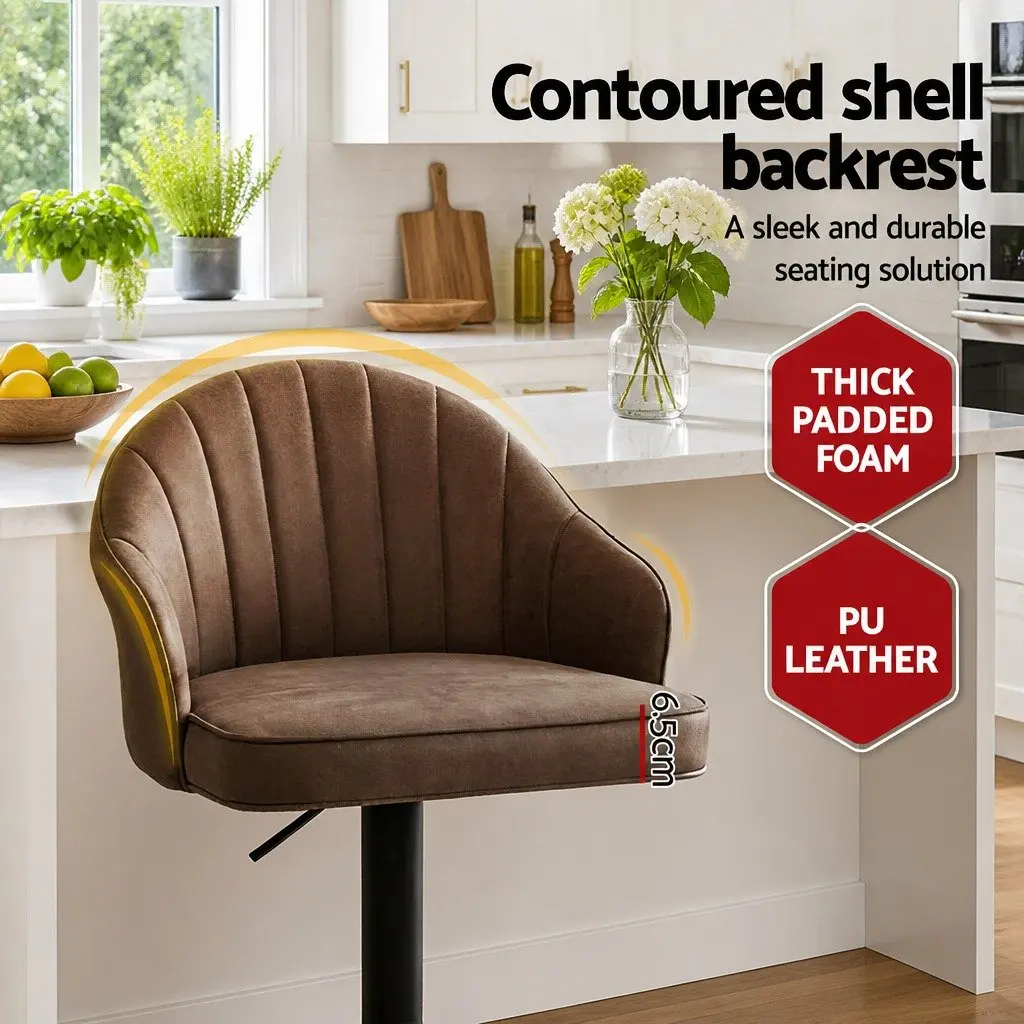 Bar Stools Set of 4 Swivel Gas Lift Counter Height Kitchen Chairs Brown