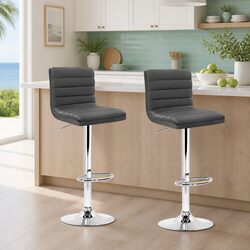 Stylish Grey Swivel Bar Stools - Set of 2