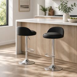 Black Adjustable Bar Stools with Swivel Functionality - 2 Pack