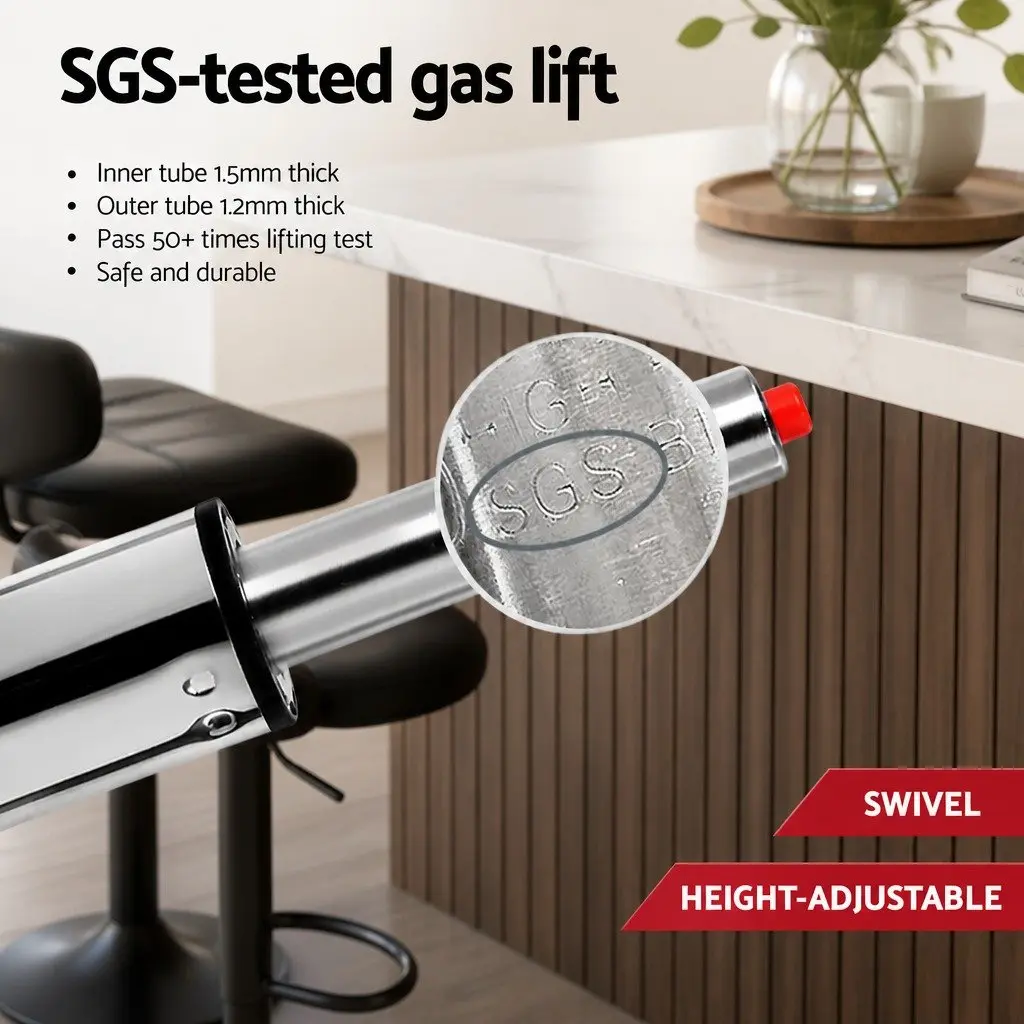 Bar Stool Black Adjustable Swivel PU Leather Gas Lift 360 Degree Rotation