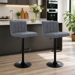 Bar Stools Set of 2 Grey Vintage Leather – Short Description