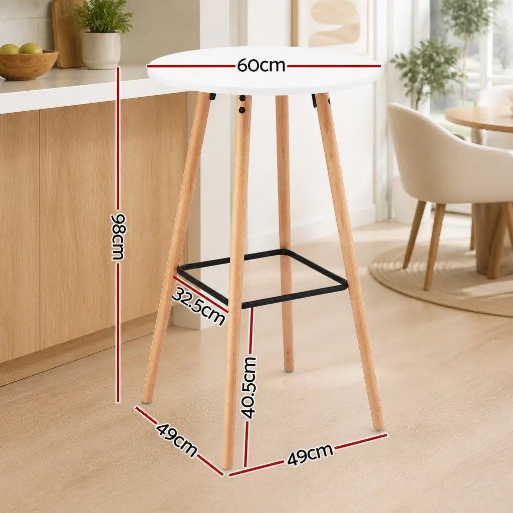 Round Bar Table Counter Height Dining Desk Kitchen Pub 98cm White Modern