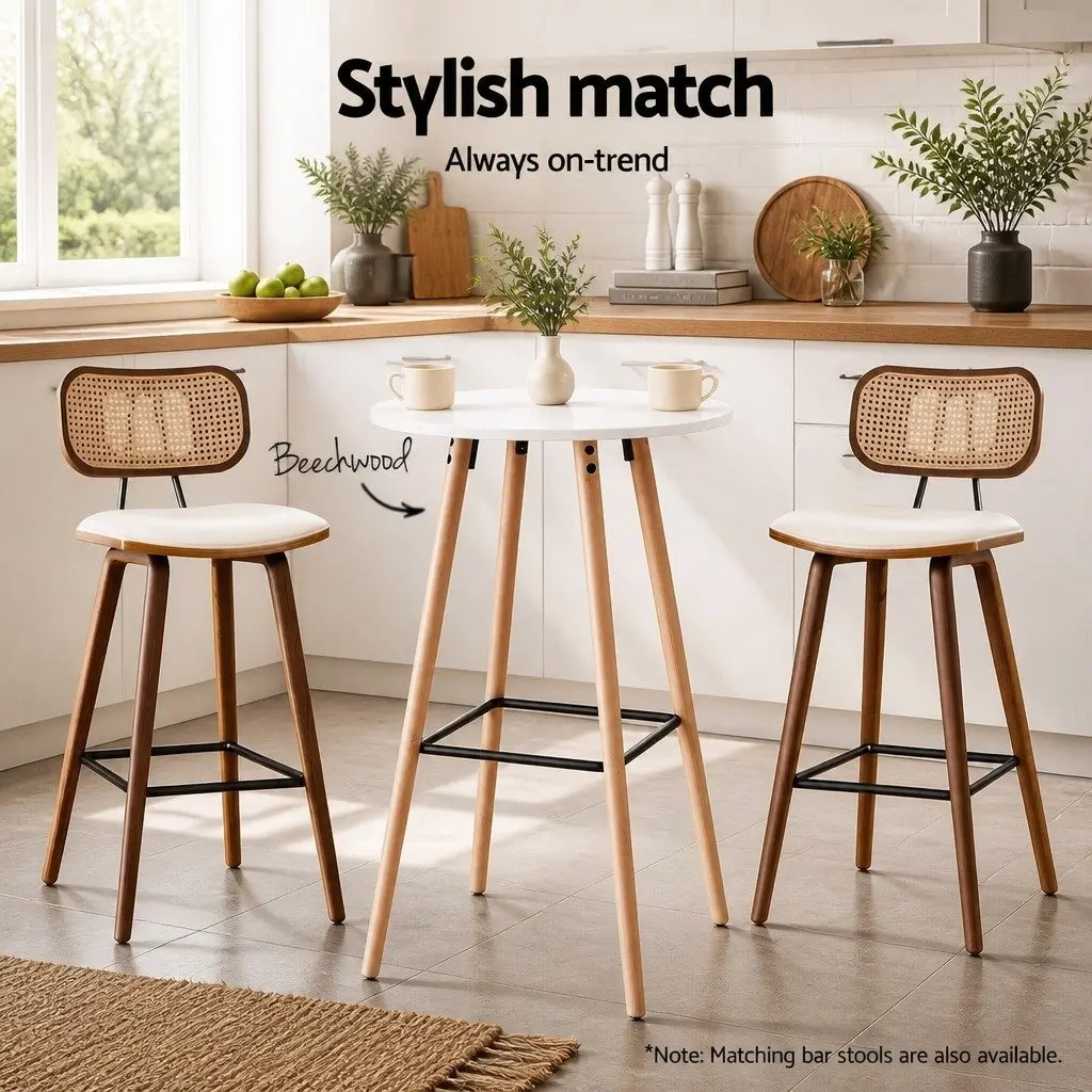Round Bar Table Counter Height Dining Desk Kitchen Pub 98cm White Modern