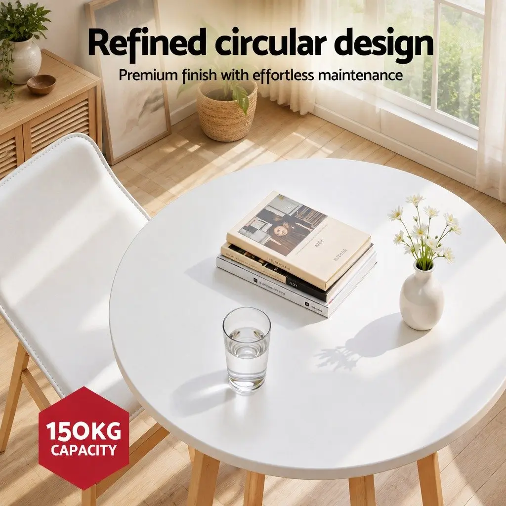 Round Bar Table Counter Height Dining Desk Kitchen Pub 98cm White Modern