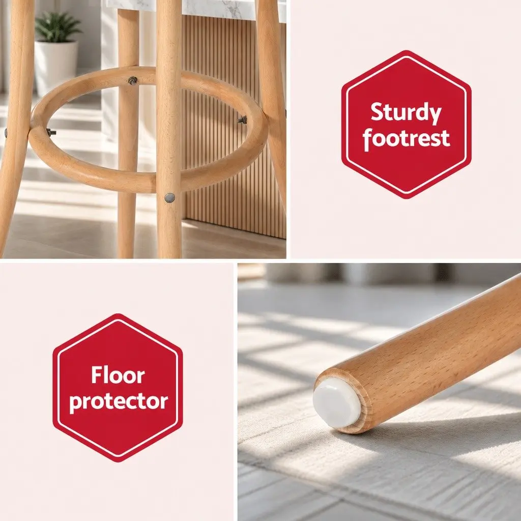 Bar Stools Pine 65cm Rattan Seat Solid Beechwood Frame Kitchen Dining Room Furniture