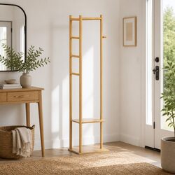 Compact Bamboo Clothes Rack: Easy Setup and Use