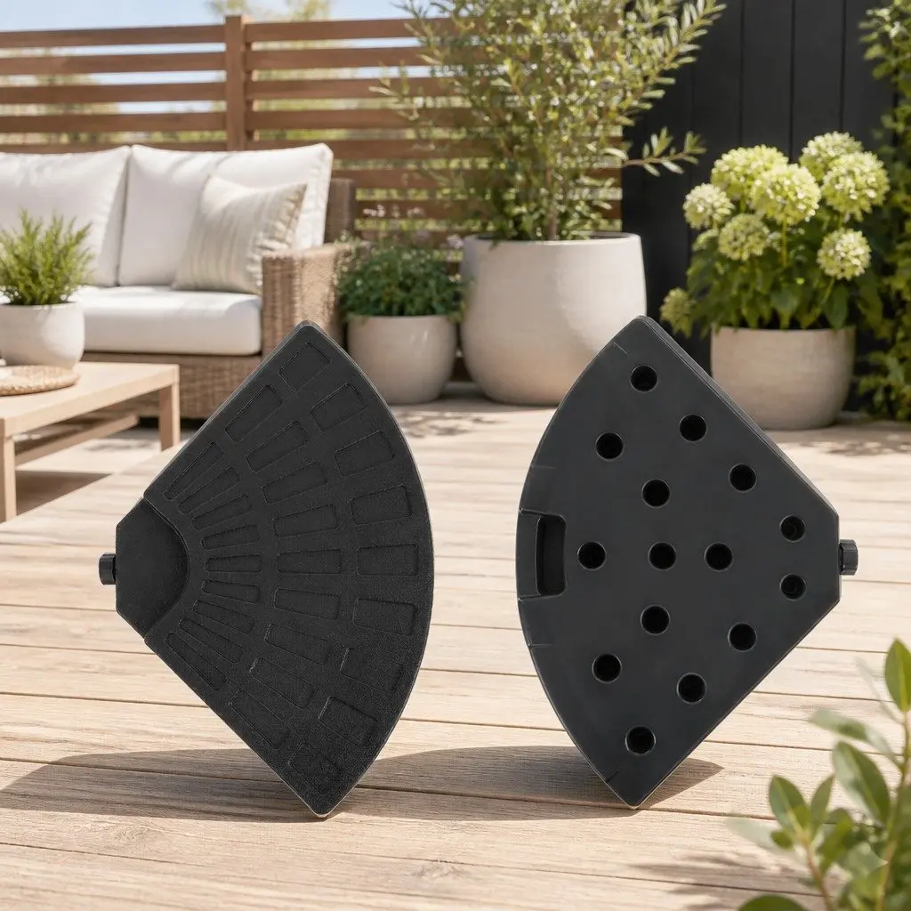 Outdoor Umbrella Base Stand Black 48cm 4 Plate Fillable Water Stabiliser
