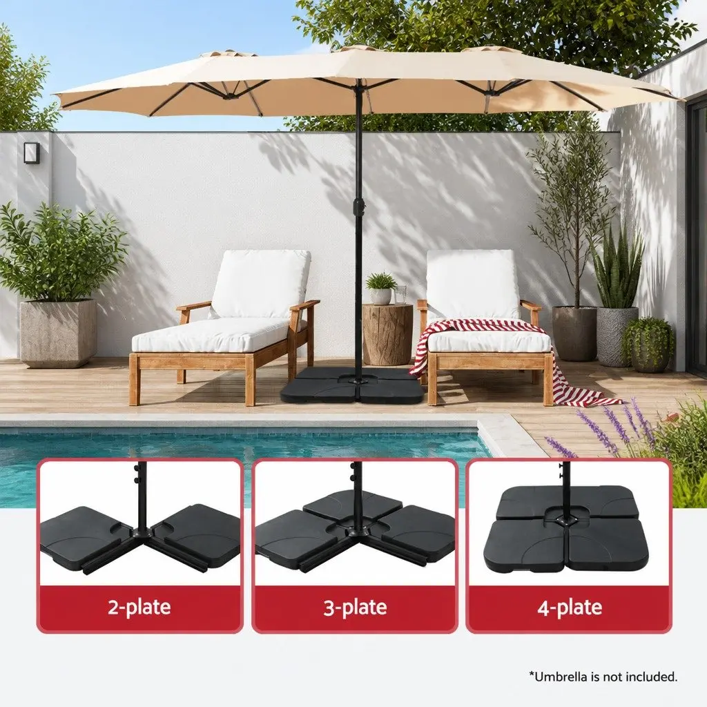 Outdoor Umbrella Base Stand 50cm 4-Plate Fillable Pod Cantilever Black