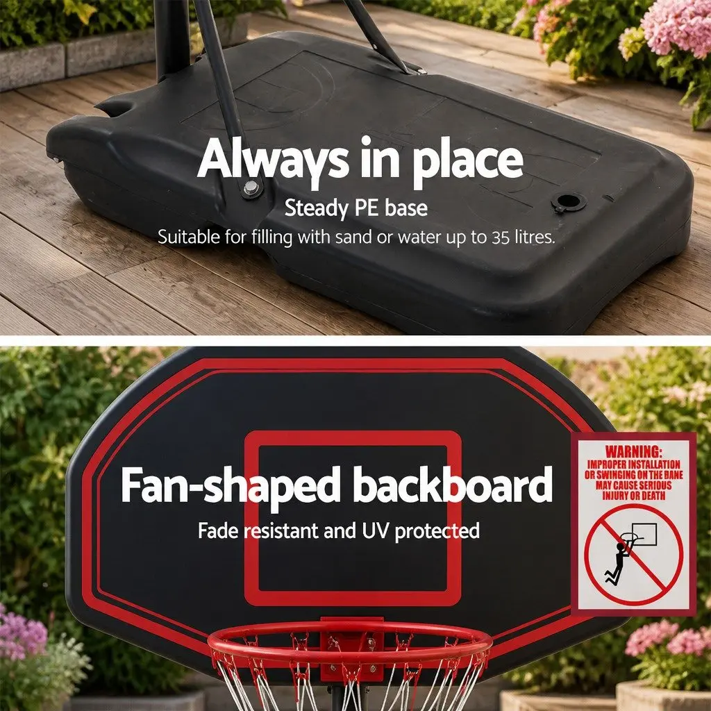 Basketball Hoop Stand System Black Adjustable 1.6M-2.1M Portable for Kids Youth Outdoor
