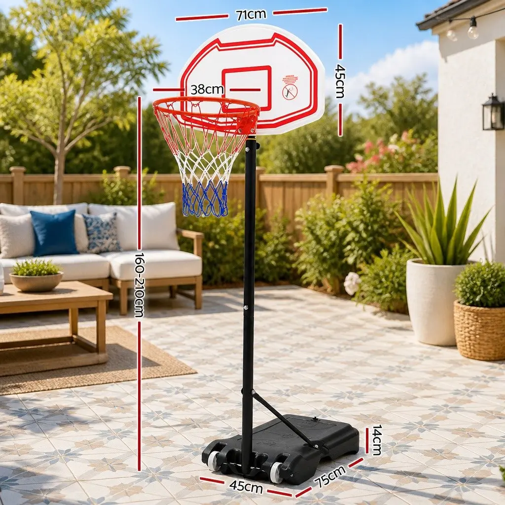 Basketball Hoop Stand System White Adjustable 1.6M to 2.1M Portable for Kids Youth