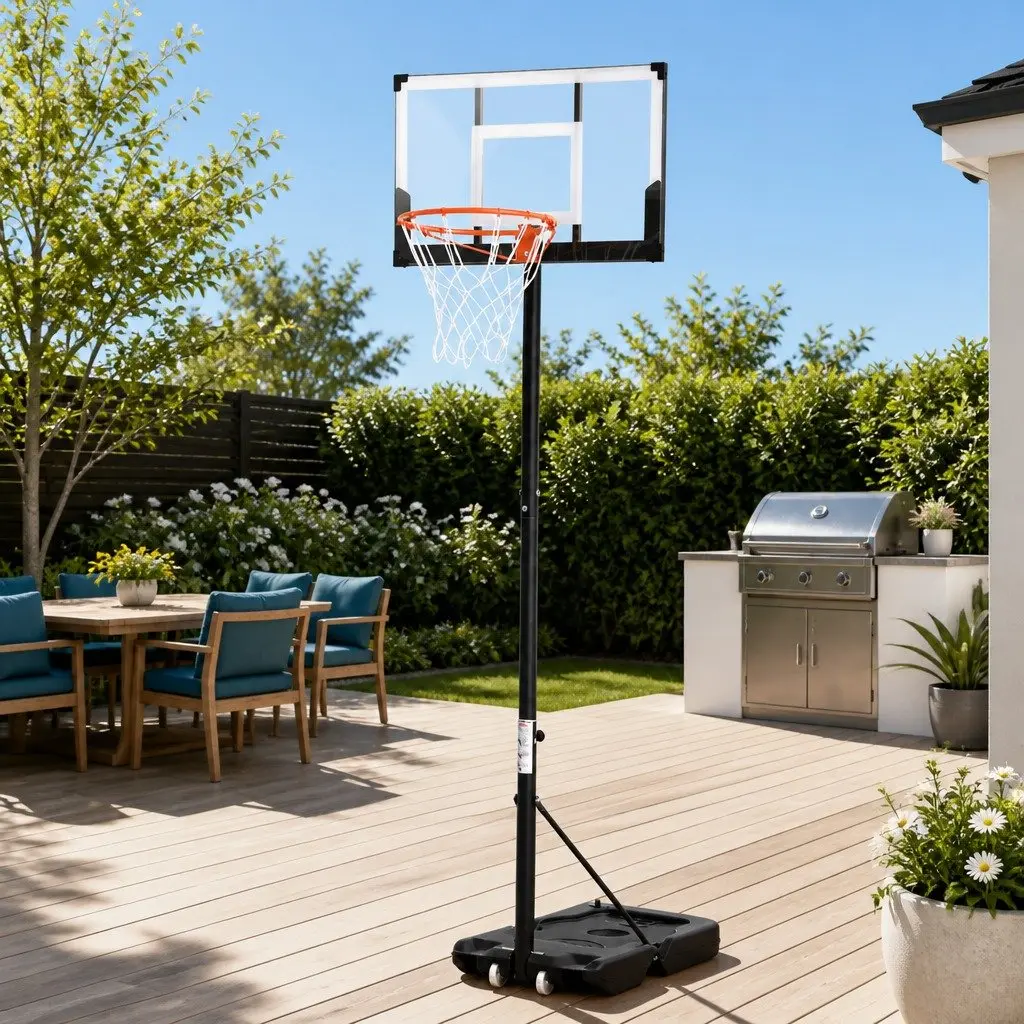 Basketball Hoop Stand Portable Height Adjustable 1.1m to 3.05m Wheeled Base