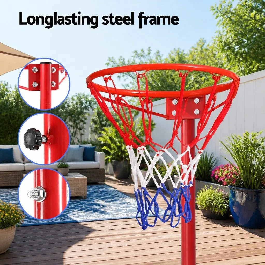 Adjustable Height Basketball Stand System Steel Frame 2.4m to 3.05m with Nylon Net